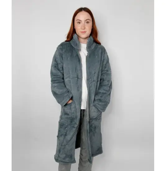 Vestaglia di lusso con zip in pelliccia sintetica stile eschimese Ribbon