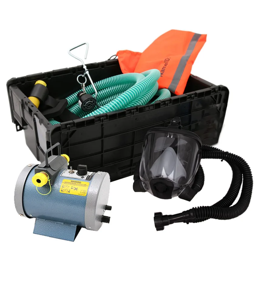 Sistema di autorespirazione Nevis Powered Fresh-Air, con turbina elettrica 240Vac - per lavori in ambienti confinati