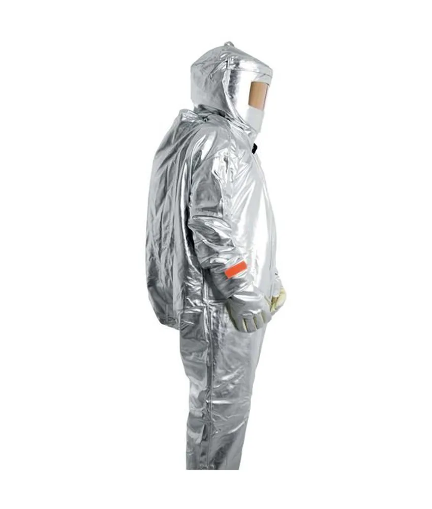 Tuta alluminizzata ignifuga ST701, Completo alluminizzato per avvicinamento fiamme - alloggiamento per respiratore e maschera pieno-facciale