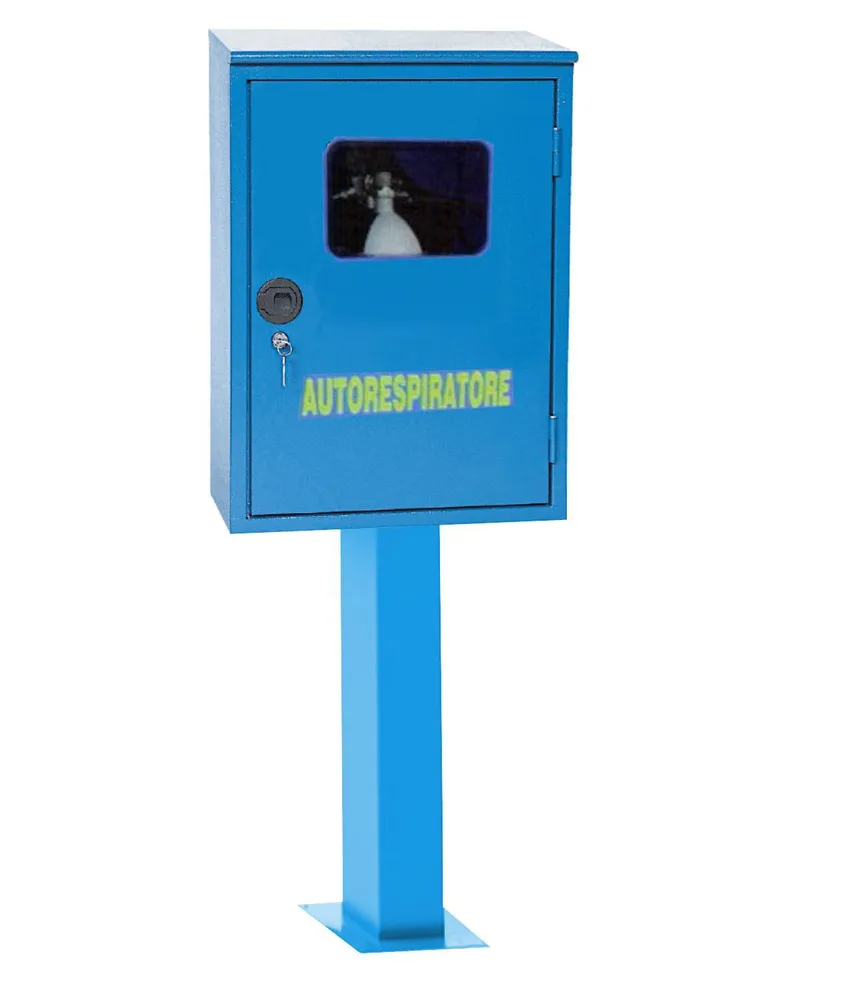 Armadio a muro per autorespiratore, finestra di ispezione in plexiglass - fornito vuoto - 500x280x h850 mm