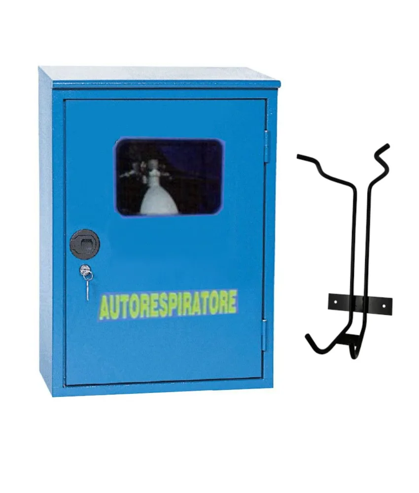 Armadio a muro per autorespiratore, finestra di ispezione in plexiglass - fornito vuoto - 500x280x h850 mm