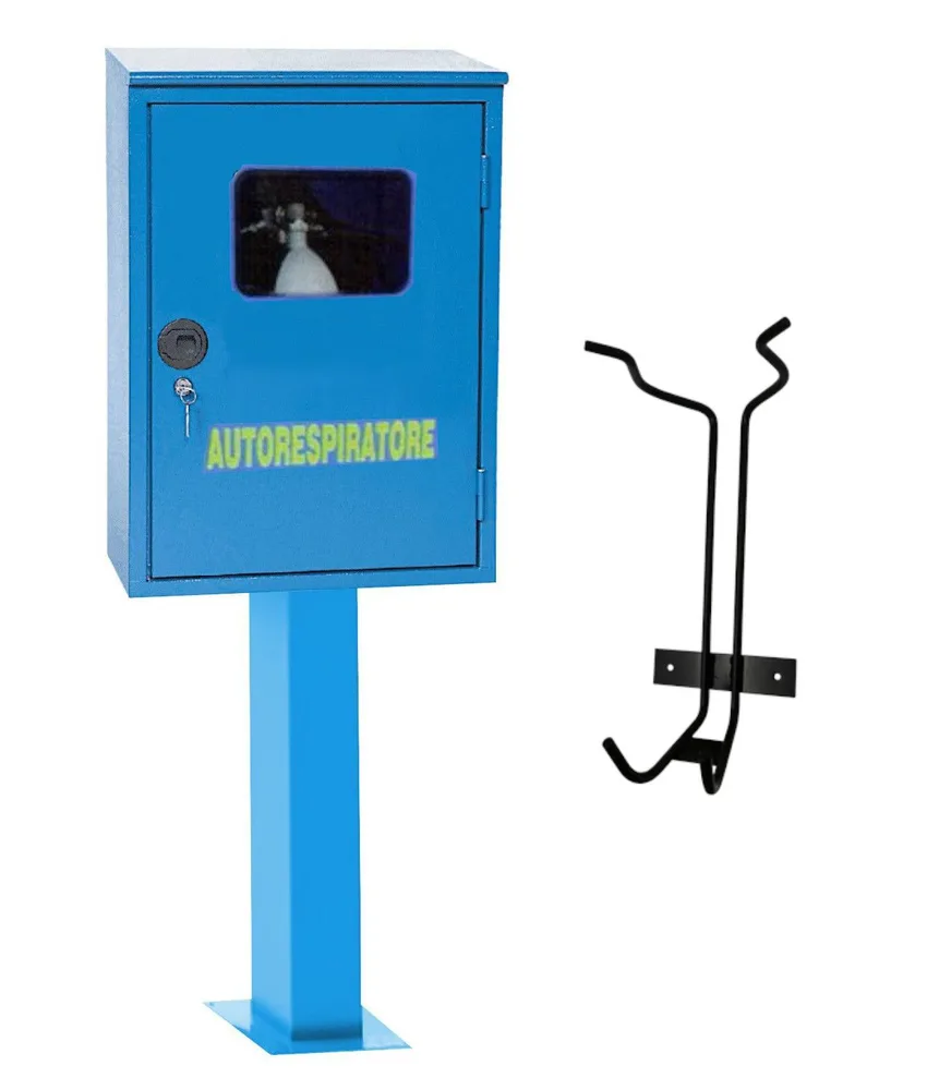Armadio a muro per autorespiratore, finestra di ispezione in plexiglass - fornito vuoto - 500x280x h850 mm