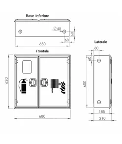 Cassetta completa ad incasso con vano portaestintori  Texas Twin Compact UNI 45