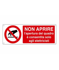 adesivi 'apertura quadro consentita solo agli elettricisti'