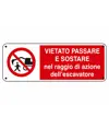 adesivi vietato sostare raggio escavatore