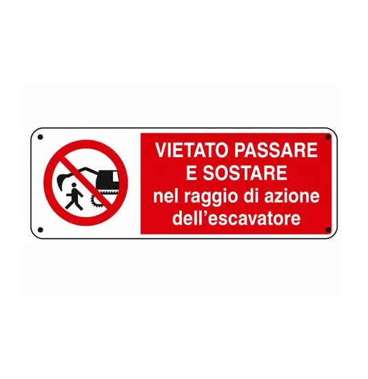 adesivi vietato sostare raggio escavatore