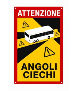 Adesivo angoli ciechi per autobus in italiano 170x250 mm