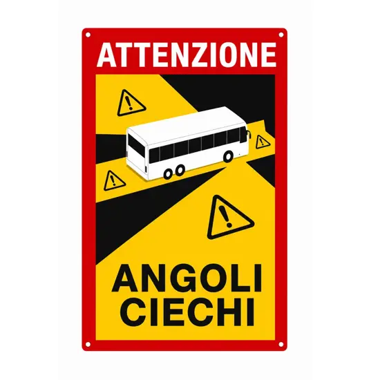 Adesivo angoli ciechi per autobus in italiano 170x250 mm