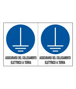 Adesivo 'assicurarsi del collegamento elettrico a terra'. Da 2 etichette