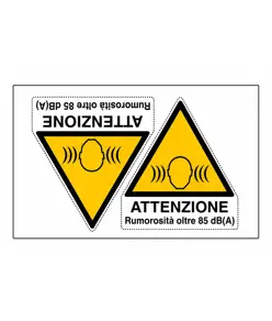 Adesivo 'attenzione rumorosità oltre 85 dB(A)'