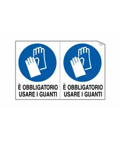 Adesivo 'è obbligatorio usare i guanti'