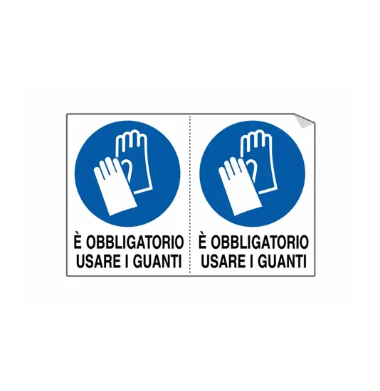 Adesivo 'è obbligatorio usare i guanti'