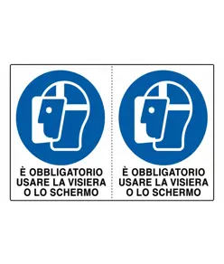 Adesivo 'è obbligatorio usare la visiera o lo schermo'