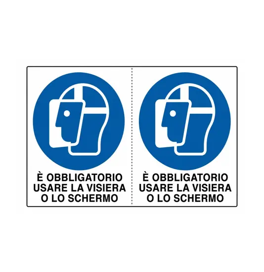 Adesivo 'è obbligatorio usare la visiera o lo schermo'