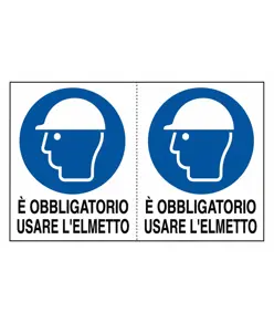 Adesivo 'è obbligatorio usare l'elmetto'
