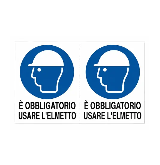 Adesivo 'è obbligatorio usare l'elmetto'