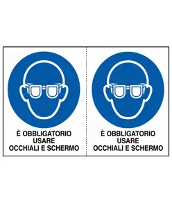 Adesivo 'è obbligatorio usare occhiali e schermo'