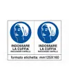 Adesivo 'indossare la cuffia racchiudi capelli'. Da 2 etichette