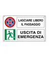 Adesivo multisimbolo 'lasciare libero il passaggio uscita di emergenza'