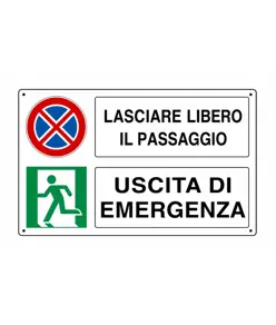 Adesivo multisimbolo 'lasciare libero il passaggio uscita di emergenza'