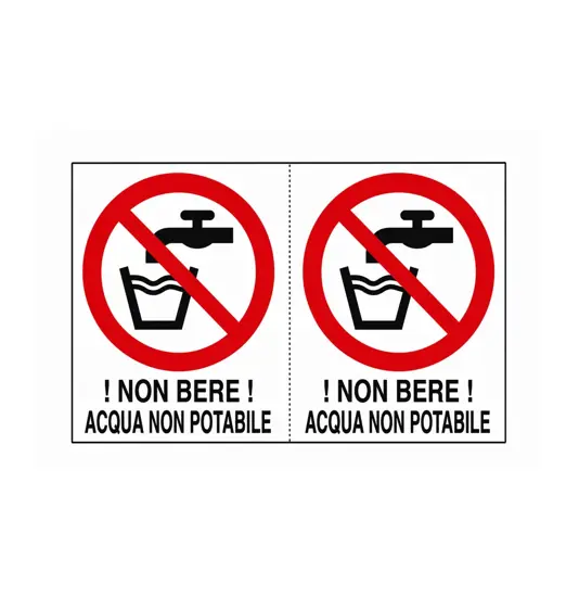 Adesivo '!non bere! acqua non potabile'