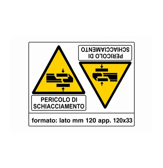 Adesivo 'pericolo di schiacciamento'