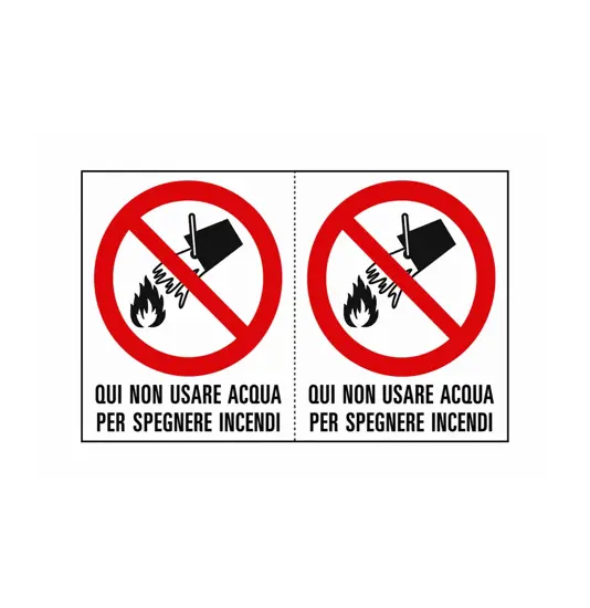 Adesivo 'qui non usare acqua per spegnere incendi'