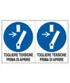 Adesivo 'togliere tensione prima di aprire'