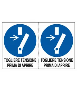 Adesivo 'togliere tensione prima di aprire'