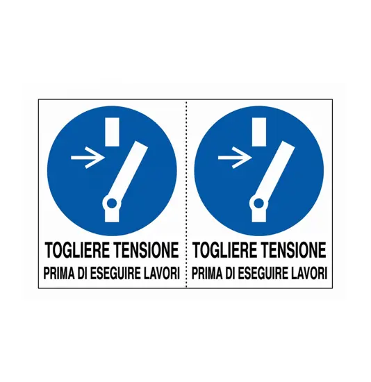 Adesivo 'togliere tensione prima di eseguire lavori'