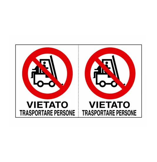 Adesivo 'vietato trasportare persone'