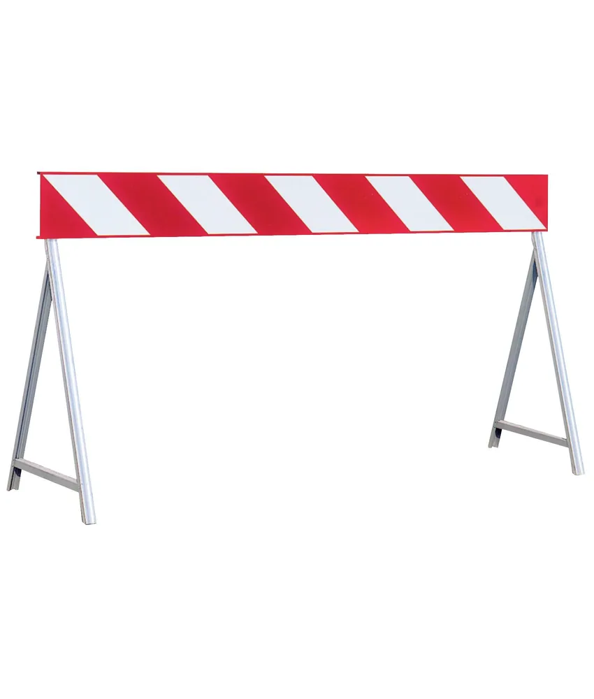 Barriera per cantiere stradale, Barriera fissa in ferro - losanghe bianco/rosse rifrangenti