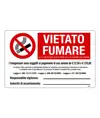 Cartelli di divieto 'vietato fumare i trasgressori sono soggetti al pagamento di una somma...'