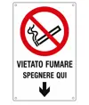 Cartelli di divieto 'vietato fumare spegnere qui'