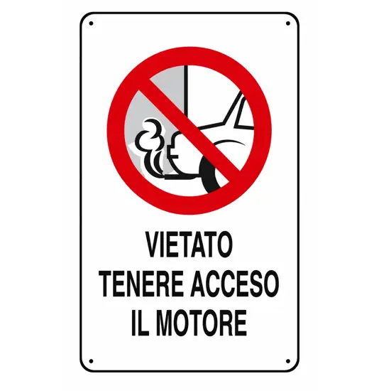 Cartelli di divieto  'vietato tenere acceso il motore'