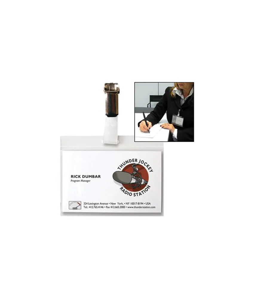 50 Cartellini porta badge, Attacco con clip - spazio scrivibile