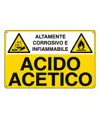 Cartello 'acido acetico altamente corrosivo e infiammabile'