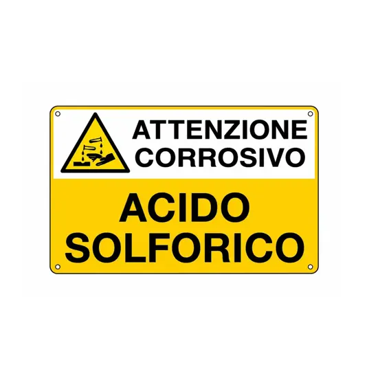 Cartello 'acido solforico attenzione corrosivo'