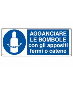 etichette adesive  agganciare le bombole con gli appositi fermi o catene