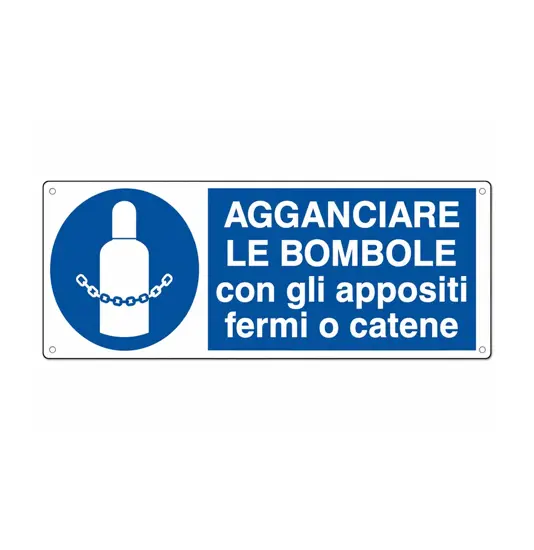etichette adesive  agganciare le bombole con gli appositi fermi o catene