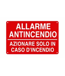 Etichetta adesiva 'allarme antincendio, azionare solo in caso di incendio'