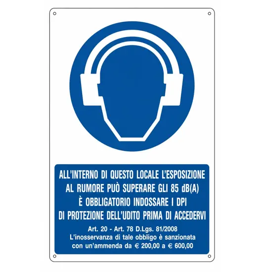 Cartello  all'interno di questo locale l'esposizione al rumore può superare