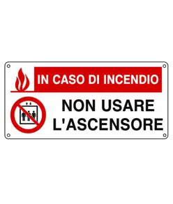 Cartello alluminio  'In caso di incendio non usare l'ascensore'