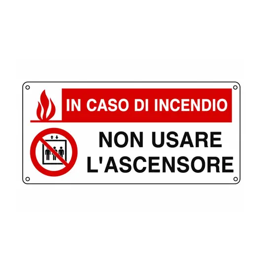 Cartello alluminio  'In caso di incendio non usare l'ascensore'