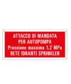 Cartello antincendio 'attacco di mandata autopompa sprinkler'