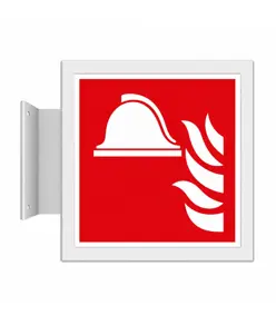 Cartello antincendio bifacciale a bandiera 'presidio antincendio'