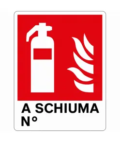 Cartello antincendio con scritta 'a schiuma N°'