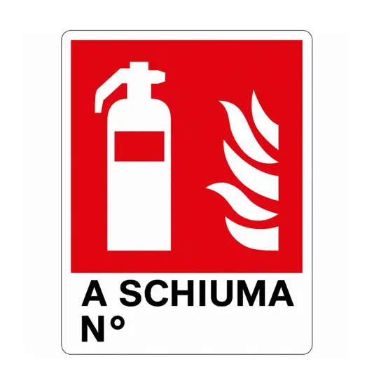 Cartello antincendio con scritta 'a schiuma N°'