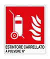 Cartello antincendio con scritta 'estintore carrellato a polvere N°'