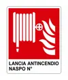 Cartello antincendio con scritta 'lancia antincendio naspo n°'